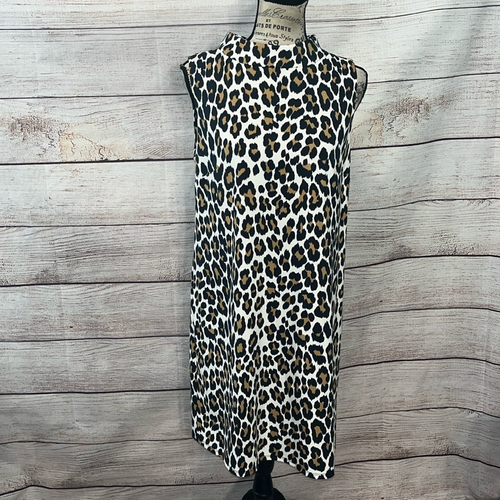 Jude Connally Piper Dress Leopard Ivory Sleeveless Like New Size Medium